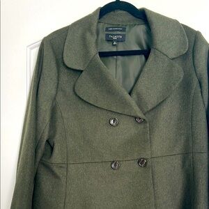 Talbots Green Pea Coat Tailored Wool Blend